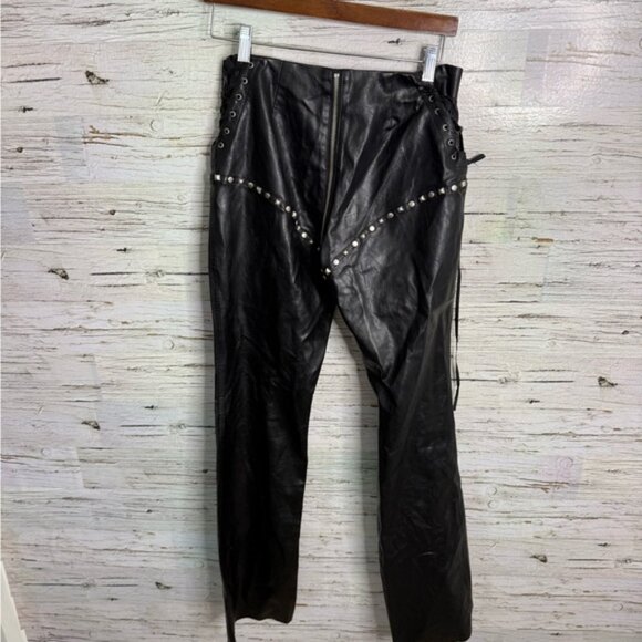 I AM GIA Leather Pants faux black size xs lace up - Picture 9 of 9